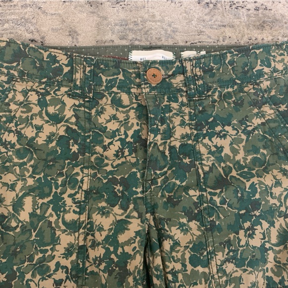 Anthropologie Hei Hei Pants Size 27 Green Floral Camo Sylvan Moto Roll Up - Picture 4 of 7